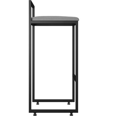 Banqueta Alta Para Cozinha Sala De Jantar Hanna L02 Preto Corano Cinza - Lyam Decor