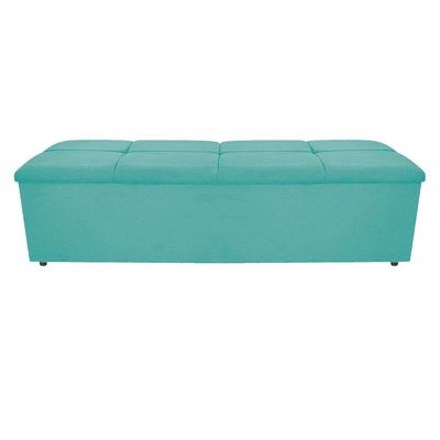 Calçadeira Munique 140cm Casal Suede Azul Tiffany Adj Decor