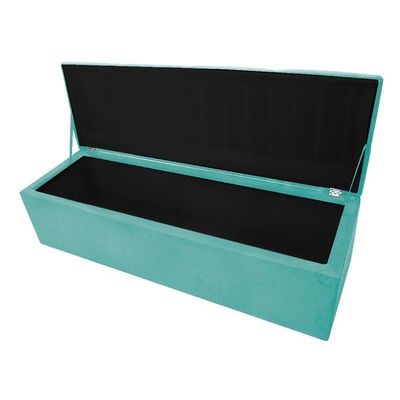Calçadeira Munique 140cm Casal Suede Azul Tiffany Adj Decor