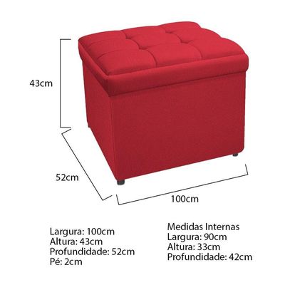 Calçadeira Copenhague 100cm Solteiro Vermelho Adj Decor