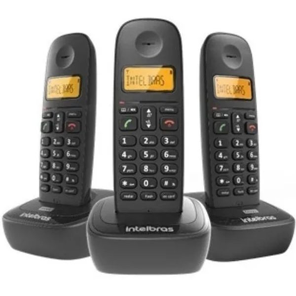 Aparelho Telefone Fixo Sem Fio Com 2 Ramais Intelbras Ts2513 Preto