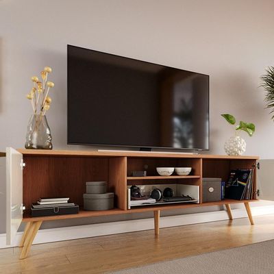 Rack Para Até 70 Polegadas 2 Portas E 1 Gaveta Sevilla 183cm Jequitiba-off White Jequitiba-off White