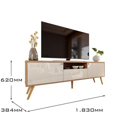 Rack Para Até 70 Polegadas 2 Portas E 1 Gaveta Sevilla 183cm Jequitiba-off White Jequitiba-off White
