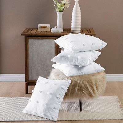 Capas De Almofadas Poppy 45cm X 45cm 04 Peças - cor da versão Branco