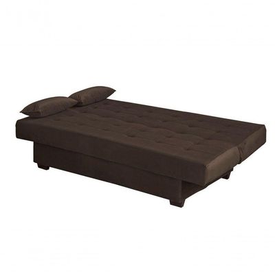 Sofá Cama Casal 3 Lugares Laila - Veludo Marrom Escuro
