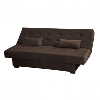 Sofá Cama Casal 3 Lugares Laila - Veludo Marrom Escuro