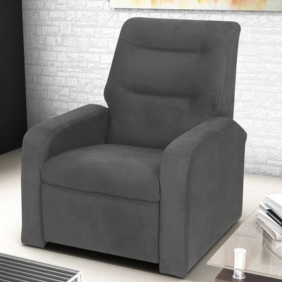 Poltrona Reclinável Classic em Veludo com 2 Posições Matrix Cinza