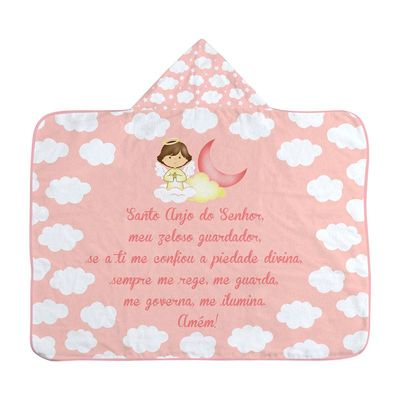 KIT TOALHA DE BANHO BEBE E 6 PANOS DE BOCA ANJINHO Rosa