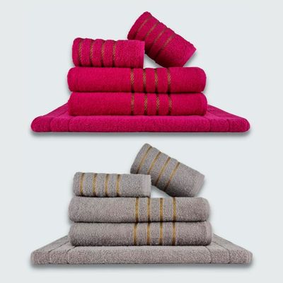 Jogo de Toalhas 10 pçs Coleção Montreal 100% Algodão Rosa+Cinza