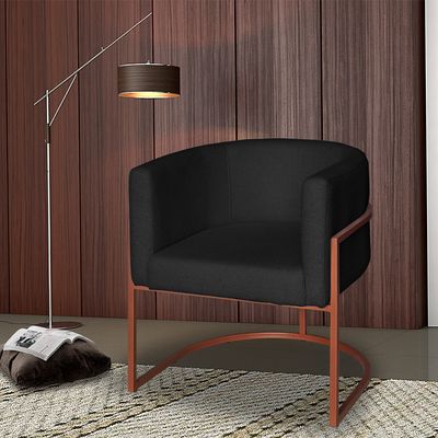 Poltrona Base Industrial Bronze Kit 2 Lety Veludo Preto