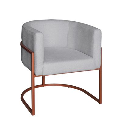 Poltrona Base Industrial Bronze Sala de Estar Lety Veludo Prata