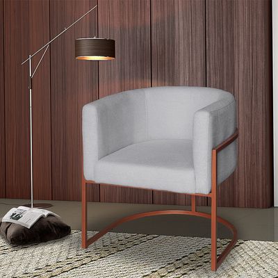 Poltrona Base Industrial Bronze Kit 2 Lety Veludo Prata