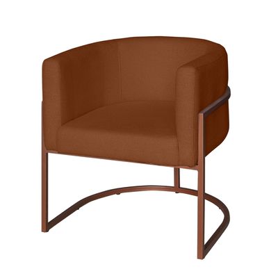Poltrona Base Industrial Bronze Sala de Estar Lety Veludo Terracota