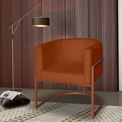 Poltrona Base Industrial Bronze Sala de Estar Lety Veludo Terracota
