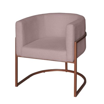Poltrona Base Industrial Bronze Sala de Estar Lety Veludo Rose