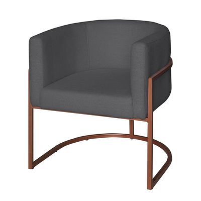 Poltrona Base Industrial Bronze Sala de Estar Lety Veludo Grafite