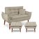 Kit Poltrona Decorativa Namoradeira 2 Puffs Opala E 2 Almofadas Suede - Lm Decor Bege