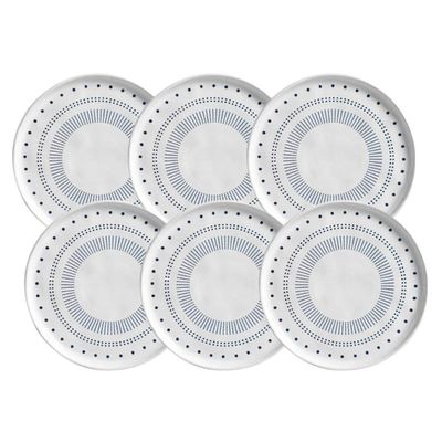 Jogo 6 Pratos para Sobremesa Doces Cerâmica Artesanal 21,5cm