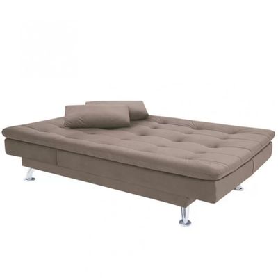 Sofá-Cama com Chaise 188cm Linoforte Rayssa Suede Veludo Espuma D-33 bege