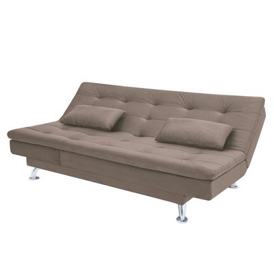 Sofá-Cama com Chaise 188cm Linoforte Rayssa Suede Veludo Espuma D-33 bege