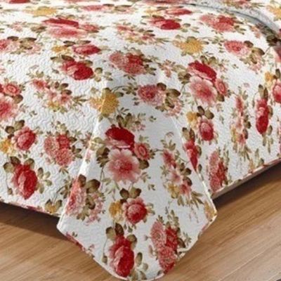 Kit Cobre Leito Colcha Daily Casal 3 Peças Dupla Face Estampado - Floral 50 - 100% Poliéster