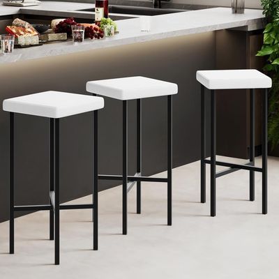 Kit 04 Banquetas Alta Bar Cozinha Sala De Jantar Preto Stella L02 Facto Branco - Lyam Decor