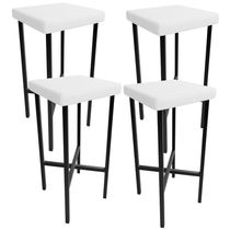 Kit 04 Banquetas Alta Bar Cozinha Sala De Jantar Preto Stella L02 Facto Branco - Lyam Decor