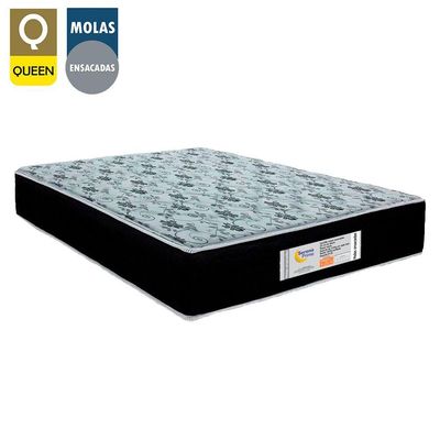 Cama Box Queen Bipartido Suede + Colchão Molas Ensacadas Sereneprime Sonnolux 158x198x65 Bege