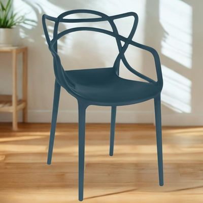 Kit 4 Cadeiras De Jantar Allegra Design Empilhável - Azul Marinho