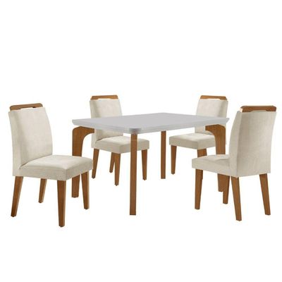 Conjunto Mesa Liz 120cm Em Mdf 4 Cadeiras Athenas Moderna Vel.creme /off White/imbuia