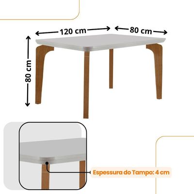 Conjunto Mesa Liz 120cm Em Mdf 4 Cadeiras Athenas Moderna Vel. Grafite Off White Imbuia