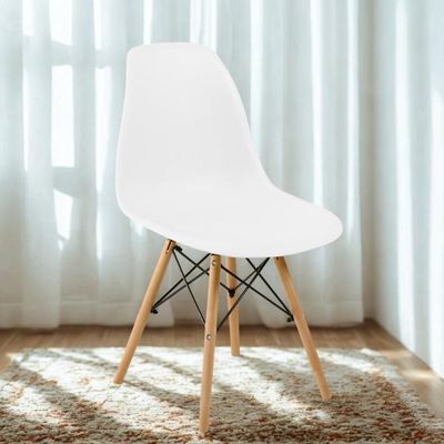 Conjunto 18 Cadeiras Charles Eames Eiffel Wood Base Madeira - Branca