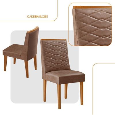 Conjunto Com 2 Cadeiras Mdf Eloise P/ Sala De Jantar Moderna Tork/naturale