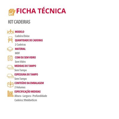 Conjunto Com 2 Cadeiras Mdf Eloise P/ Sala De Jantar Moderna Tork/naturale