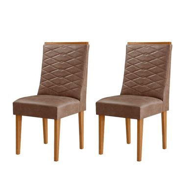 Conjunto Com 2 Cadeiras Mdf Eloise P/ Sala De Jantar Moderna Tork/naturale