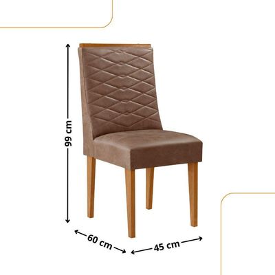 Conjunto Com 2 Cadeiras Mdf Eloise P/ Sala De Jantar Moderna Tork/naturale