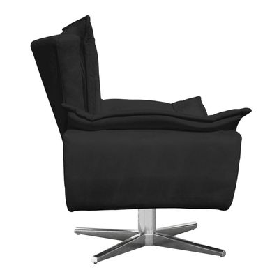 Poltrona Giratoria Opala Suede Preto Base Estrela Cromada Drossi