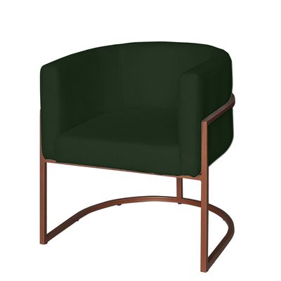 Poltrona Base Industrial Bronze Kit 2 Lety Veludo Verde