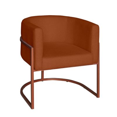 Poltrona Base Industrial Bronze Kit 2 Lety Veludo Terracota
