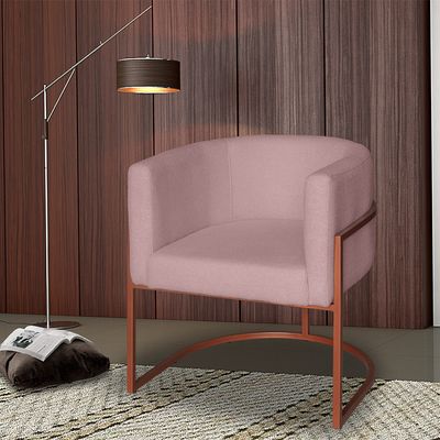Poltrona Base Industrial Bronze Kit 2 Lety Veludo Rose