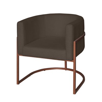 Poltrona Base Industrial Bronze Kit 2 Lety Veludo Chocolate
