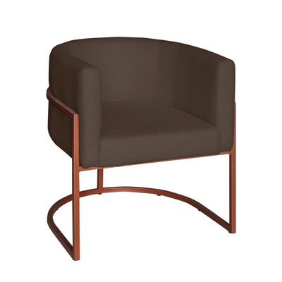 Poltrona Base Industrial Bronze Kit 2 Lety Veludo Chocolate