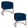 Poltrona Base Industrial Bronze Kit 2 Lety Veludo Azul Marinho