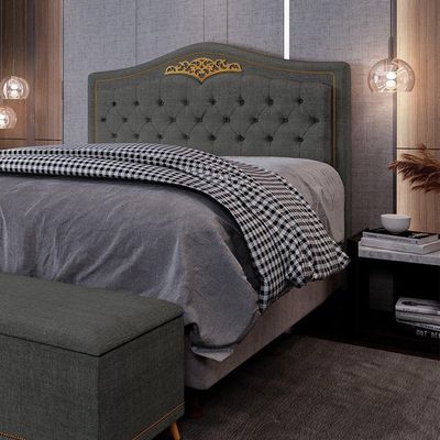 Cabeceira Cama Box Casal 195Cm Linho Grafite