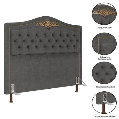 Cabeceira Cama Box Casal 195Cm Linho Grafite