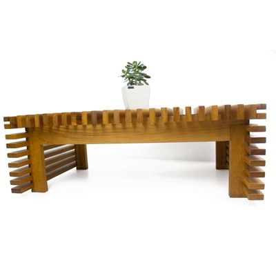 Mesa De Centro Ripada Madeira Nobre