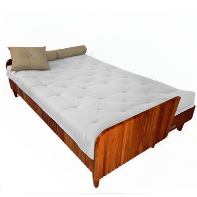 Sofá Cama Paris Ii Ripado Acquablock Madeira Maciça Imbuia - Branco Off