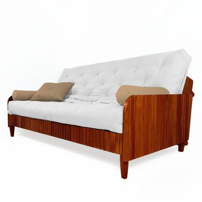 Sofá Cama Paris Ii Ripado Acquablock Madeira Maciça Imbuia - Branco Off