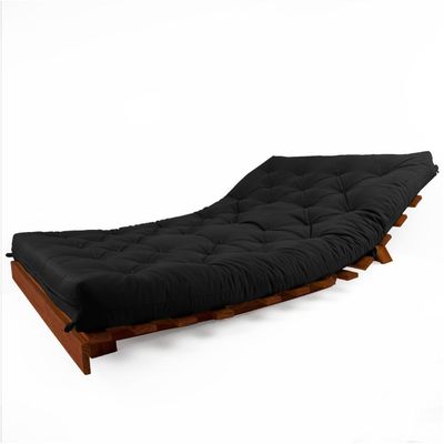 Sofá Cama Casal Futon Tokio D33 Madeira Maciça Imbuia - Preto