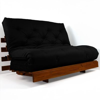 Sofá Cama Casal Futon Tokio D33 Madeira Maciça Imbuia - Preto